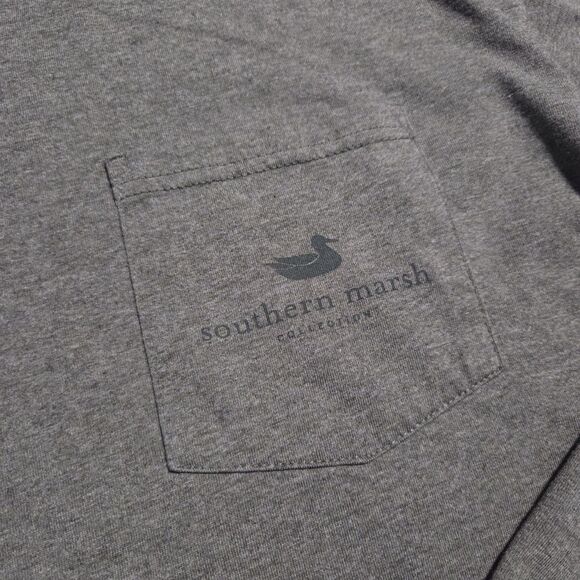 Southern Marsh T-Shirt Graphic Tee Pocket Long Sleeve Green Cotton Mens Large L - Picture 3 of 6